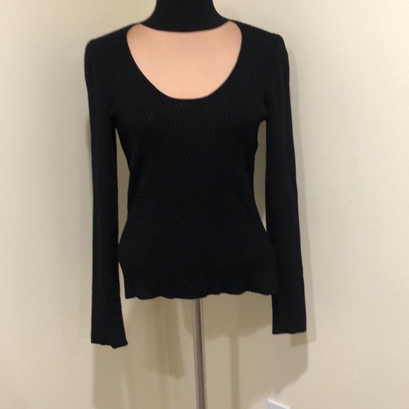 Milly Sweater Size XL Black Cutout Turtleneck Textured Knit Pullover - Picture 3 of 10